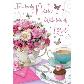 Birthday Card Nan - 9 x 6 inches - Regal Publishing,brown|pink|peach|grey
