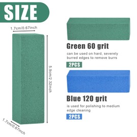 lasuroa 4 Pieces Rubber Whetstone, Snowboard Rubber Stone Edge Grinding Stone Rubber Ski Snowboard Tuning Equipment for Removing Rust and Burrs, Green 60 Grit, Blue 120 Grit