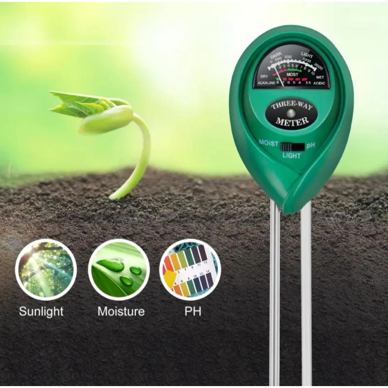 Generic 3-Way Soil Meter With Light Moisture & pH Levels