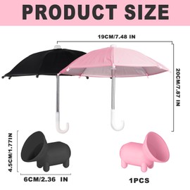 TOYMIS 2pcs Cell Phone Umbrella, Outdoor Phone Umbrella Multifunctional Cute Phone Shade Umbrella with Piggy Suction Cup Smartphone Umbrella for Phone Sunshade (Pink & Black)