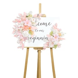 BASIMAN Set of 2 Wedding Flowers and Welcome Sign，Flowers for Backdrop Decoration,Wedding centerpieces for Tables,Floral Garland, Decorations for Reception(Eucalyptus Pink)