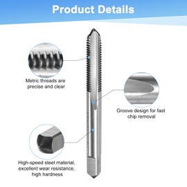 M METERXITY 2-Pack M6.5x1mm Metric Thread Tap, High Speed Steel 69mm Length Straight Flute Right Hand Thread Screw Tapping Tool for Drilling/Milling Machines/CNC Machine Tools