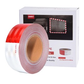 DOT-C2 - Cinta reflectante de 2 pulgadas x 100 pies, cinta reflectante roja y blanca para exteriores, impermeable, visibilidad, fuerte cinta reflectora adhesiva de advertencia, cinta reflectante de seguridad para vehículos, remolques, barcos, carteles