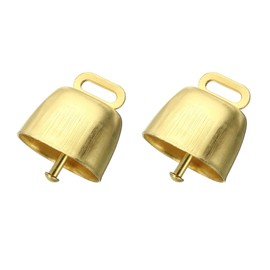 PATIKIL 1.4 x 2.4 x 1.4" Mini Iron Iron Vintage Style Metal Festive Bell Animal Anti-lost Cowbell Set of 2 Gold