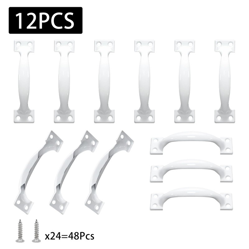 Mormchlots 12Pcs 98mm/3.86" White Metal Gate Retro Cabinet Handles, 3.86"
