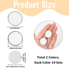 SOFPLAT 1 Box 20 Sets Sublimation Blank Buttons Flat Round Brooch Pins DIY Button Pin Blanks Bezel Trays Circle Aluminum Sheet Accessories for Badge Craft Jewellery Making Picture Name Tags Projects