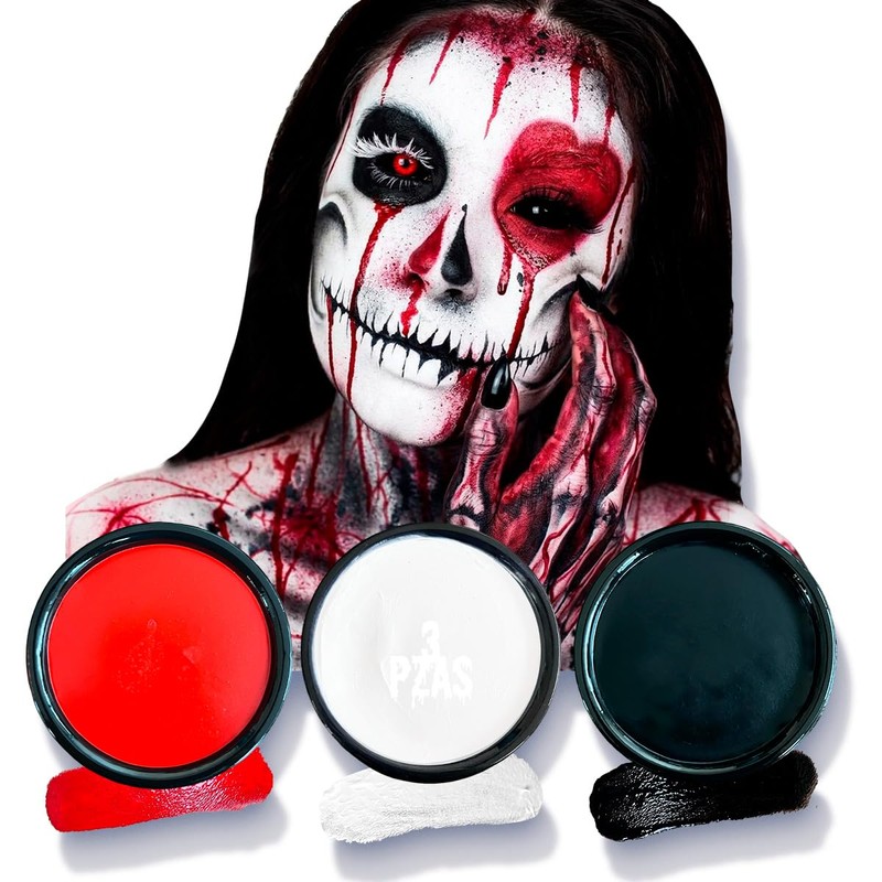 GRUPO CARNAVALLIA Kit 3 Bases de Maquillaje Facial Pintura Blanco
