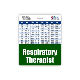 Respiratory Therapist Badge Buddy Horizontal w/Height & Weight Conversion Charts (Oversized, Hunter Green)