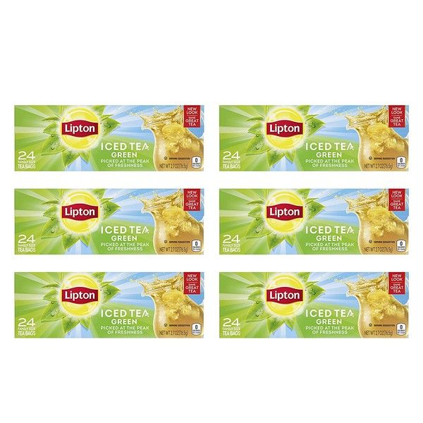 Lipton Family-Sized Iced Tea Bags Green Tea 24 ct, pack of 6