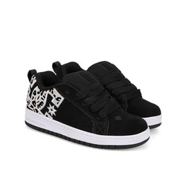 DC Girls Court Graffik Skate Shoe, Black/Leopard, 2.5 Little Kid