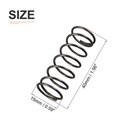 DTGN 1.2x15x40mm(DxODxL) Compression Spring - 10Pack - Good for Machinery - Spring Steel Extension Spring - Black