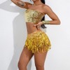 Women's Glitter Sequin Tassel Fringe Rave Dance Shorts Dancewear Bottoms