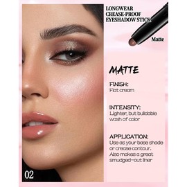 Lidschatten Stift, Braune Bronze Matte Creamy Eyeshadow Stick, Langanhaltend All-Day Wasserfest Smudge-Proof Creme Lidschatten Augen Make-Up, Easy Glide Twist-Up Lidschattenstift Gift for Frauen-02