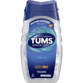 TUMS Ultra Strength Chewable Antacid Tablets for Heartburn Relief, Peppermint - 72 Count