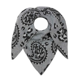 Zwillingsherz Triangular Scarf Stole Scarf with Cashmere and Wool for Women Girls Boys Children – High-Quality Cashmere Neckerchief in Leo Pattern – Women's Scarf for Summer Autumn Winter, grey/black