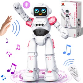 VATOS RC Robot Toys for Kids - Smart Talking Voice Remote Control Robot, Gesture Sensing Programmable Emo Robot Toy for Age 3 4 5 6 7 8 Year Old Boys Girls Birthday Gift Present