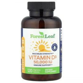 Leaf Forest Vitamin D3 Veggie Capsules [250MCG 50,000IU] / 리프 FOREST 비타민D3 LEAF 베지 캡슐 [250MCG 50-000IU]