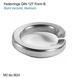 Spring Washers M12 Galvanised Steel – DIN 127 Form B – Spring Ring Smooth (Suitable for Thread: M12 mm, Quantity: 25 Pieces)