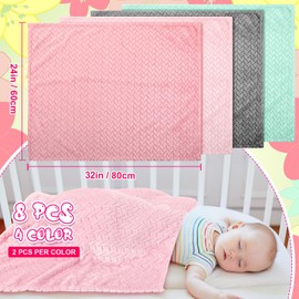 Chumia 8 Pcs Baby Blanket Fluffy Cozy Throw Blankets Fuzzy Baby Fleece Blankets Warm Baby Crib Blanket for Newborn Infant Toddler Nursery Stroller Swaddling Blankets, 24 x 32 in(Vivid Color)