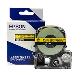 Epson LABELWORKS 212IBYPX PET (Polyester) Tape Cartridge - Black on Yellow Label Maker Tape, Strong Adhesive - 1/2" (12MM) Wide, 30'