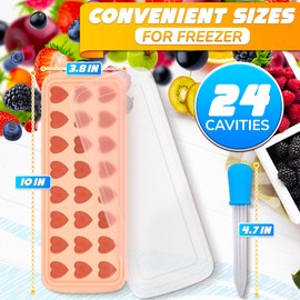 Heart Ice Cube Tray with Lid – 24 Cavity Silicone Mold for Heart-Shaped and Candy – Flexible, Heat-Resistant and Odorless Ice Cube Molds for Cocktails