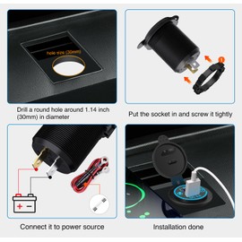 Nilight 2 Pack Quick Charge Socket PD Type C and QC 3.0 USB Fast Charge Outlet Panel with LED ON Off Touch Switch Fused Wire Kit for 12V 24V Cars Trucks RVs Motorcycles Buses Boats