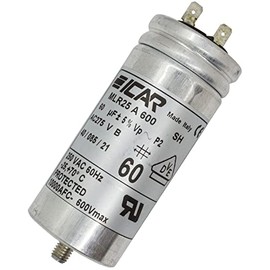Starting Capacitor Motor Capacitor 60µF 250V 45x102mm Plug 6.3x0.8mm ICAR 60uF