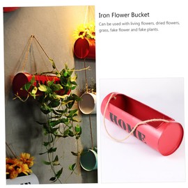 KONTONTY 1Pc Industrial Style Iron Wall Hanging Flower Bucket Planter Retro Decor for Home Office Living Room and Cafe Unique Shape for Green Plants and Aesthetic Living Decor