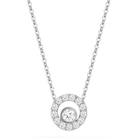 day.berlin Cara Women's Necklace 18 Carat Gold-Plated with Zirconia Crystal Pendant (10 mm), 45 + 5 cm Variable Length, Fine 316L Stainless Steel Chain, Nickel-Free and Waterproof, Stainless Steel,
