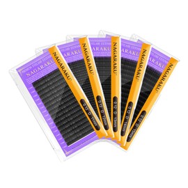 NAGARAKU NAGARAKU 5 Trays Eyelash Extensions Individual Lashes 0.12mm D curl 11/12/13/14/15mm in 1 pack Classic Matte Black Natural Professional Faux Mink 16 rows