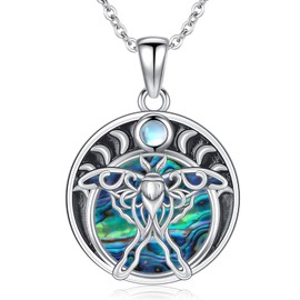 HUKKUN Luna Moth Necklace Sterling Silver Lunar Moth Necklace Moon Phase Luna Moth Jewellery for Women