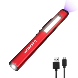 WORKPRO Rechargeable Pen Light, 450 Lumen LED Flashlight with 365 nm UV Black Light, Multifunctional Penlight for Mechanic Emergency Outdoor