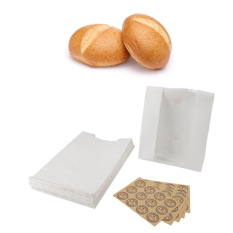 50PCS Bread Bag Kraft Paper Transparent Window Baked Food Packaging