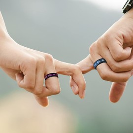 His Queen Ring Black Purple Tone, Matching Wedding Band Promise Ring, Couples Valentines Jewelry for Women Girlfriend Y1314 (Size 7)