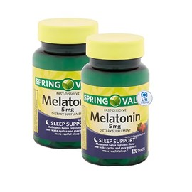 Melatonina de disolución rápida de 5 mg, 120 tabletas - Fresa, suplemento dietético para la salud del sueño + adhesivo UB Store (paquete de 2)