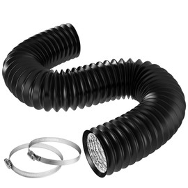 VIVOSUN Dryer Vent Hose, 8 inch Aluminum Foil Ducting, 25FT Long Heavy-Duty Dryer Hose Vent Kit for HVAC Ventilation, Exhaust, Duct Fan Systems, Black Flexible Air Duct w/ 2 Clamps