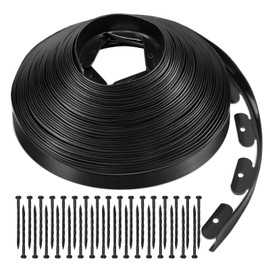 9TH SHOP No-Dig Landscape Edging Kit, 100FT Landscape Edging, 2 Inches Tall, Includes 32 Anchoring Stakes for Landscaping, Flower Gardens, and Lawn - Black