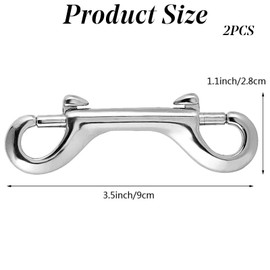2 Pcs Double Ended Lead for Dogs, Bolt Snap Hooks Zinc Alloy Double End Clip Silver Diving Clip Trigger Snaps for Diving Dog Leash Key Chain Horse Tack Pet Feed Buckets