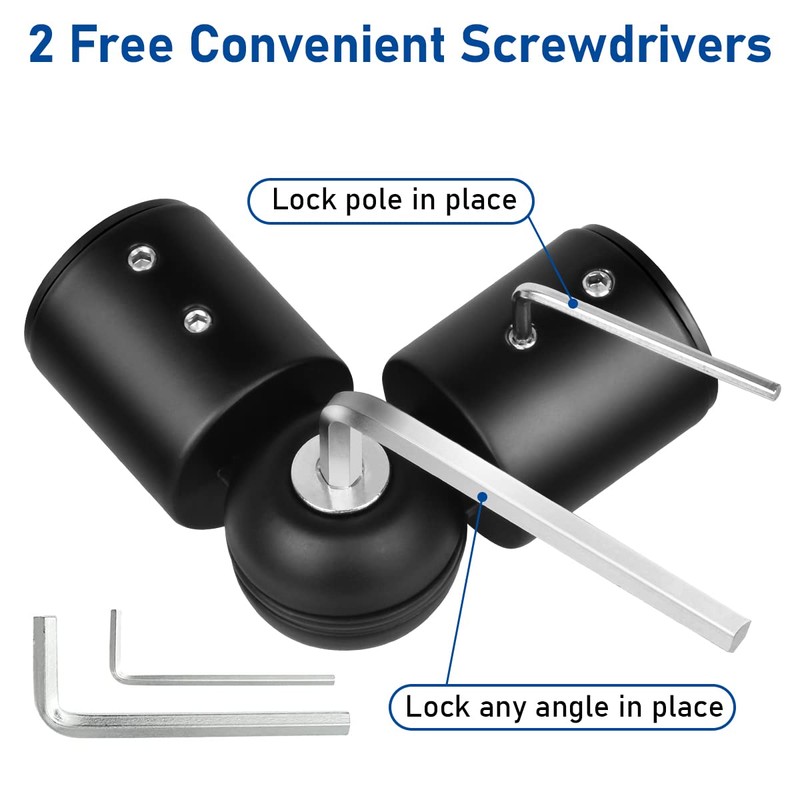 Heavy Duty Bay Window Curtain Pole Elbow Joint Kit, Adjustable