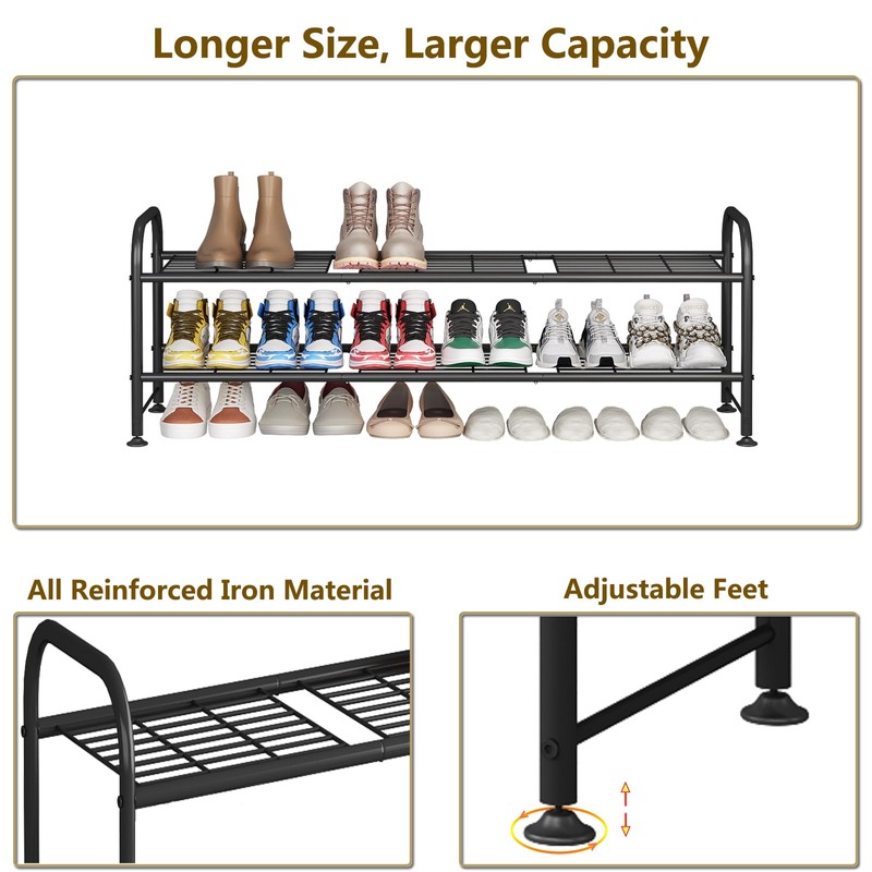 LINZINAR Shoe Rack 2 Tier Storage Organizer for Closet Entryway