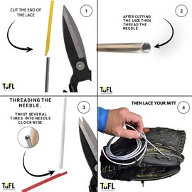 TOFL Softball and Baseball Glove Lace Kit | Mitt Lace Glove Repair Lacing Kit | 6 Leather Laces with Lacing Needle for Catchers Glove| Burgundy