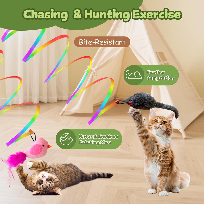 PANRIO Interactive Cat Toys for Indoor Cats,Electric Flying Bird &
