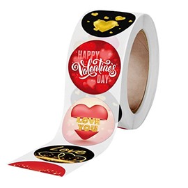 1 Rollo 500 Piezas Pegatinas Redondas San gracias etiquetas corazón de san valentín pegatinas etiquetas adhesivas redondas pegatinas de San Valentín decoración del corazón