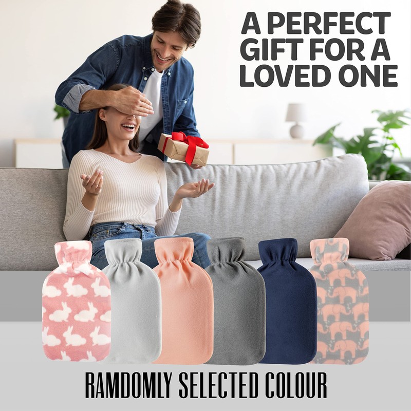 CityComfort Hot Water Bottle with Soft Fleece Cover - Natural