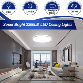MODERN 6 Pack 28W 3200lm Flush Mount LED Ceiling Light, Super Thin 12 inch, 5000K Daylight, Undimmable Ceiling Light Surface Mount for Bedroom, Living Room, Dining Room