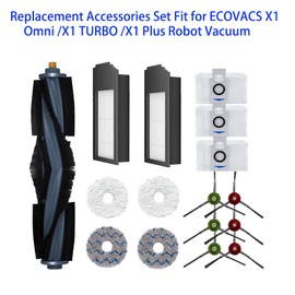 DEEBOT X1 Series Replacement Accessories Set Fit for ECOVACS X1 Omni / X1 TURBO Robot Vacuum Include 1 Main Brush 6 Side Brushes 2 Filter 4 Mop Pads 3 Dust bag Parts