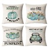 Set of 4 Fall Pillow Covers 16x16 Inch Thanksgiving Throw