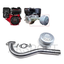 Exhaust Pipe & Muffler for: Predator 459 Max Performance, Duroma 18hp, 16hp, XP16HPE, XP18HPE Go Kart & mini bikes.
