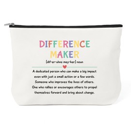 Difference Maker Gift - Retirement Gift for Woman Teacher Appreciation Gifts Thank You Gifts for Women Teacher Coworkers Boss Employee Friends Makeup Bag Cosmetic Bag Travel Toiletry Bags Makeup Pouch