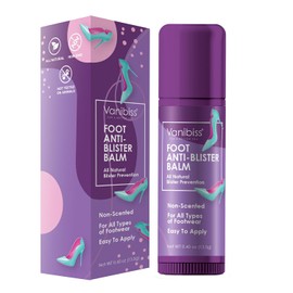 Vanibiss Bálsamo antiampollas para pies – Prevención de ampollas de pies, antifricción y alivio de rozaduras – Bloqueador de ampollas de talón (0.5 oz)